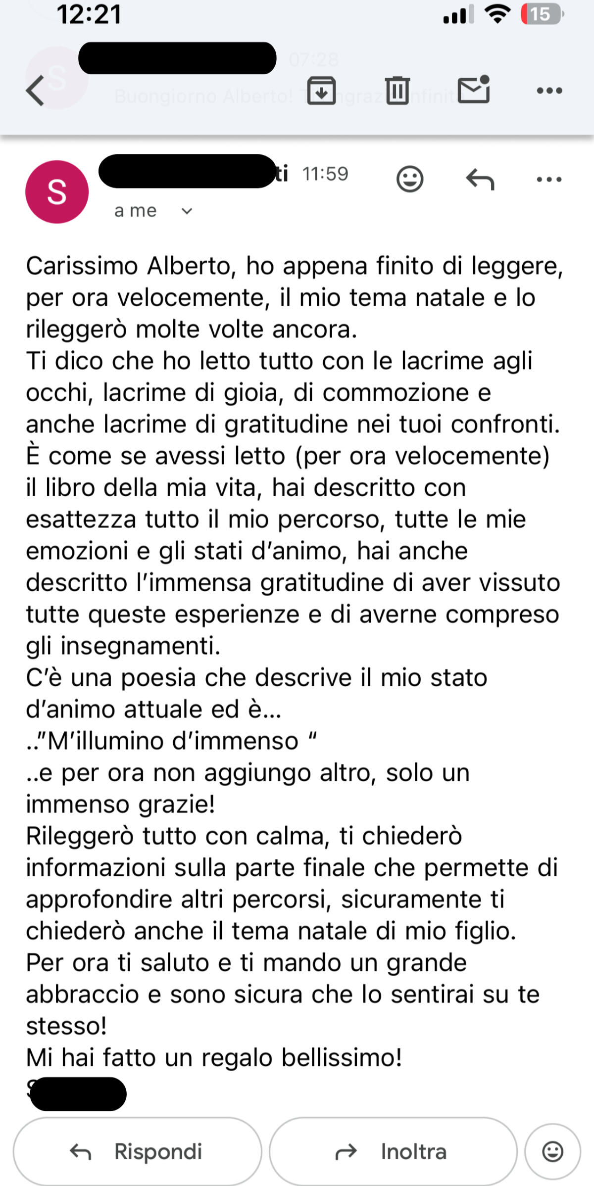 Testimonianza cliente 11 sulla carta astrale vedica di Alberto Riccio