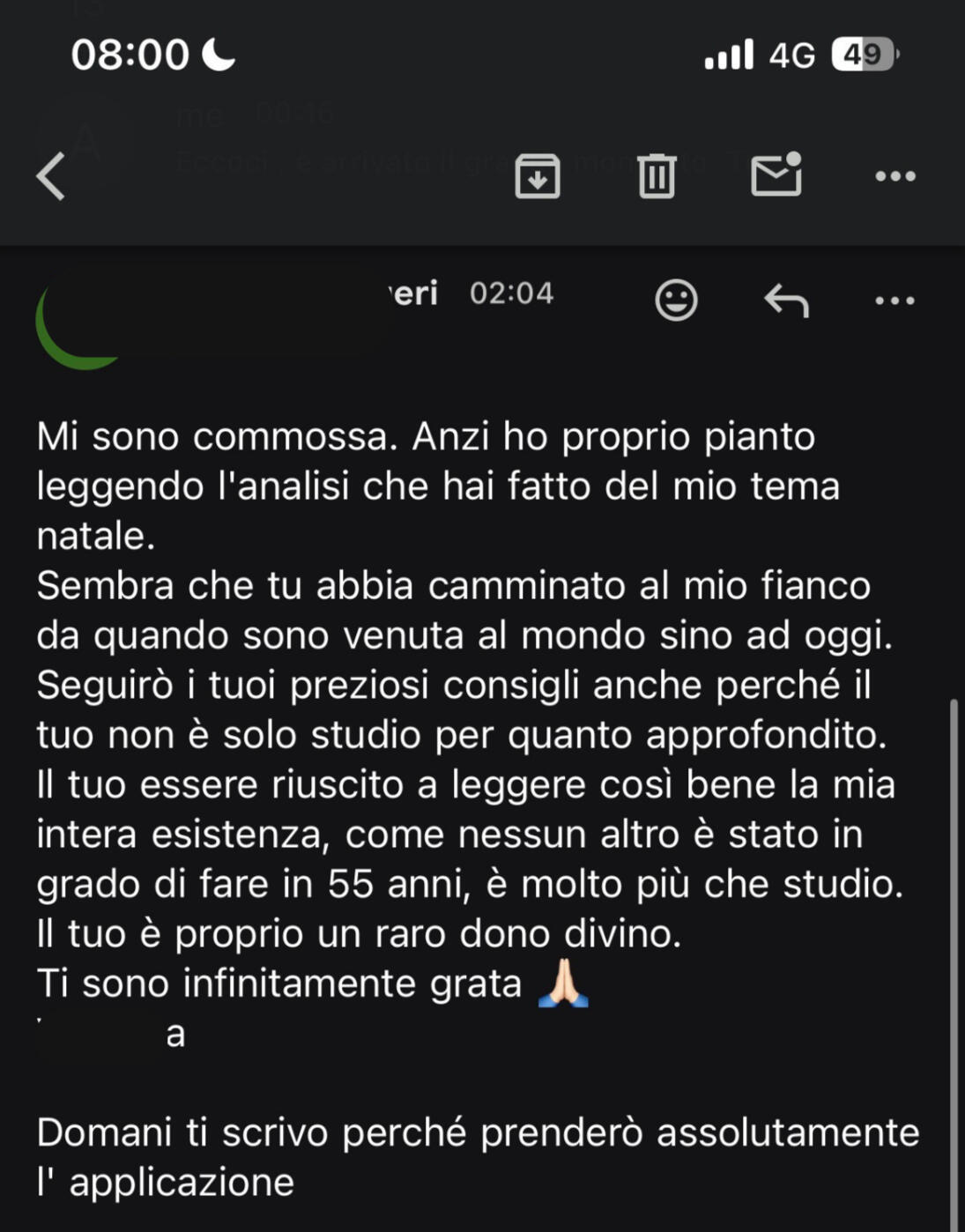 Testimonianza cliente 6 sulla carta astrale vedica di Alberto Riccio